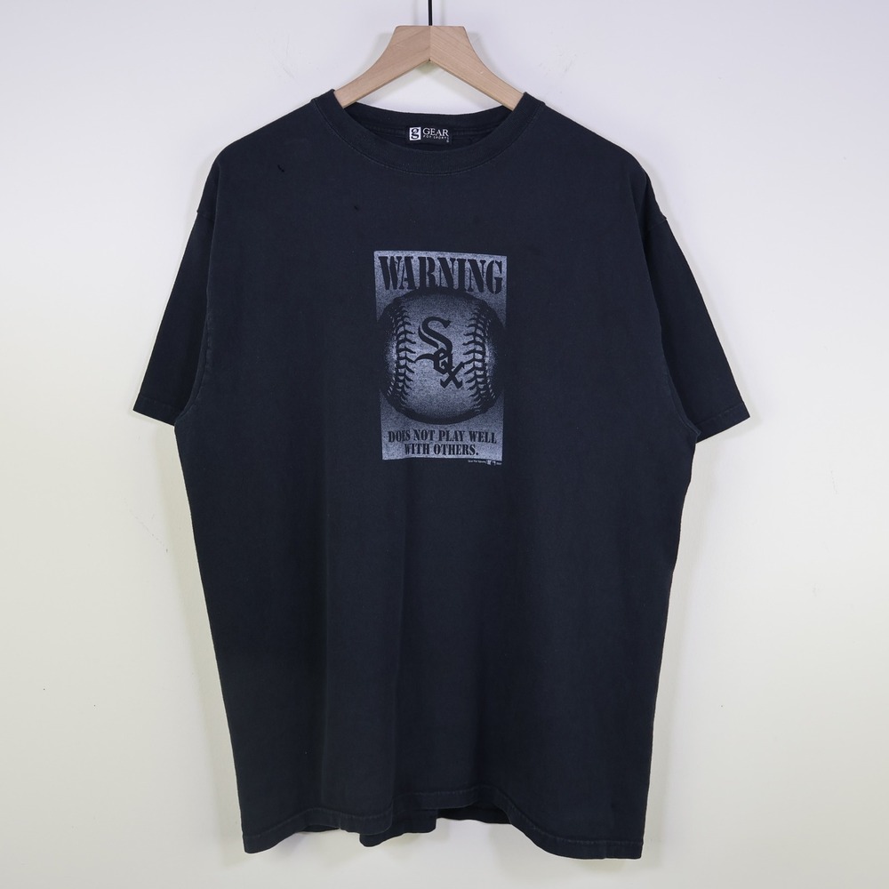 2007 Chicago White Sox T-Shirt XL Y2K MLB Graphic Black Distressed Grunge